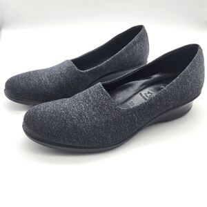 ECCO Women's Felicia Gray Grey Knit Leather Slip-On Wedges Shoes Sz 7